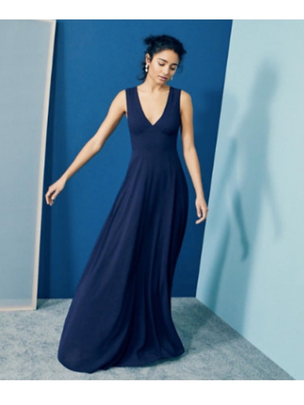 NEW BHLDN Capulet navy flowy chiffon maxi dress